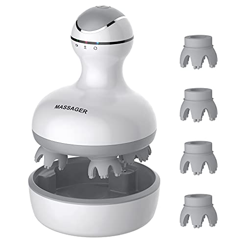 Masajeador Eléctrico de Cabeza de Cuero Cabelludo Masajeador Portátil de Mano 4 Cabezas con 84...