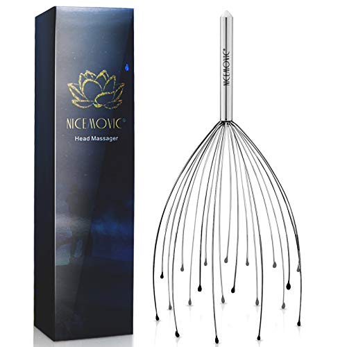 NICEMOVIC Masajeador de cabeza con 20 dedos de masaje, Manual Masaje y relajación circulación,...